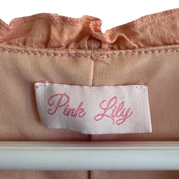 Pink Lily Ruffle V-Neck Open Back Mini Dress, Size S - Picture 5 of 8